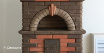 Печь с облицовкой полнотелым кирпичом КС-Керамик 1НФ Красный и Темный шоколад