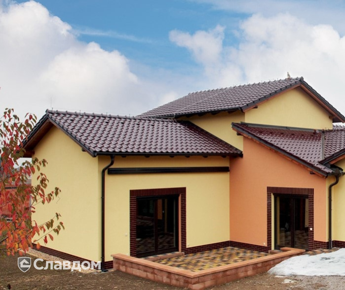 Коттедж с черепицей TONDACH Самба 74-темный шоколад глазурь