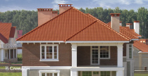 Коттеджный поселок с использованием цементно-песчаной черепицы Braas Франкфуртская красная
