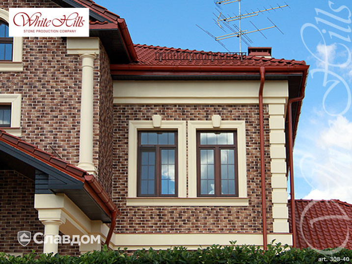 Коттедж с использованием облицовочного камня White Hills Бремен Брик 308-40