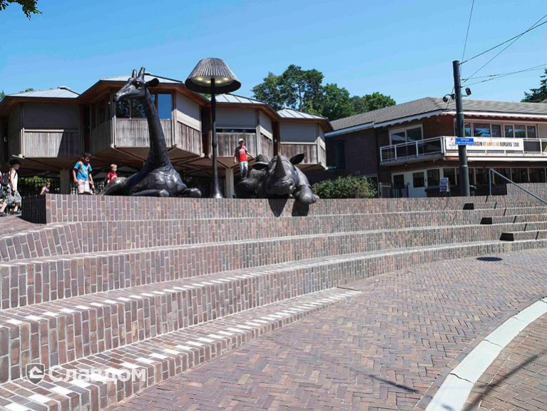 Территория зоопарка в Арнеме с применением брусчатки Penter Gala Wasserstrich DF