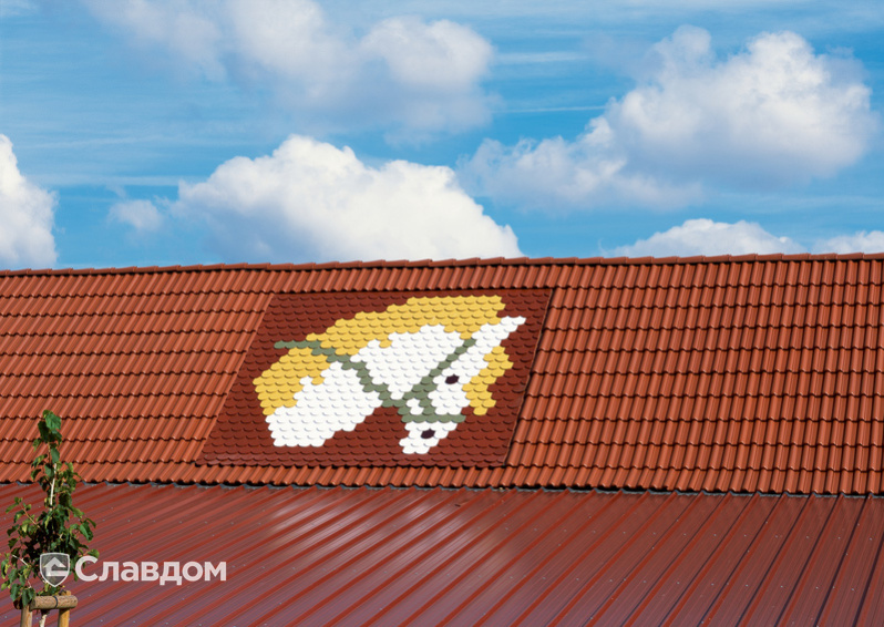 Узор на крыше из черепицы Creaton Biber Klassik Rot Glasiert
