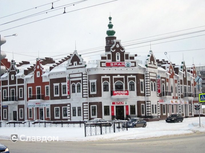 Административно-офисное здание с облицовкой кирпичом КС-Керамик 1 НФ Шоколад гладкий и Красный гладкий