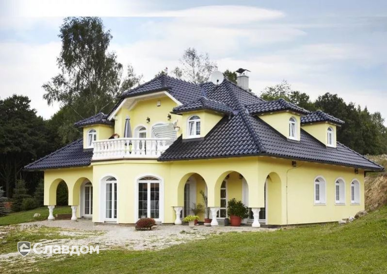 Жилой дом с черепицей TONDACH Романская 71-черный глазурь