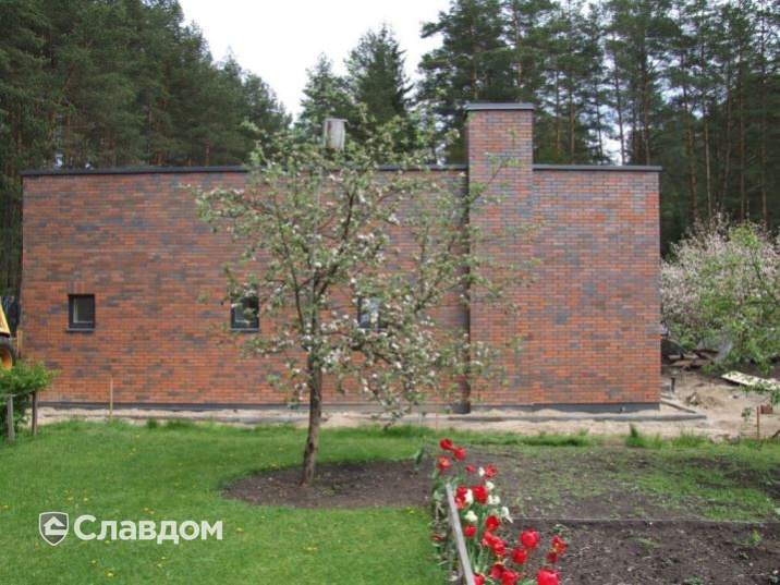 Техническое здание с облицовкой кирпичом Terca Red Flame гладкий