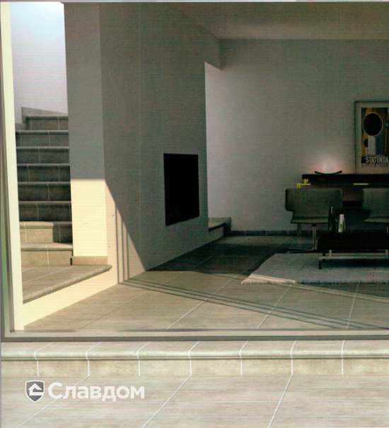 Интерьер частного дома с применением клинкерной плитки и ступеней Gres Aragon Duero Aranda