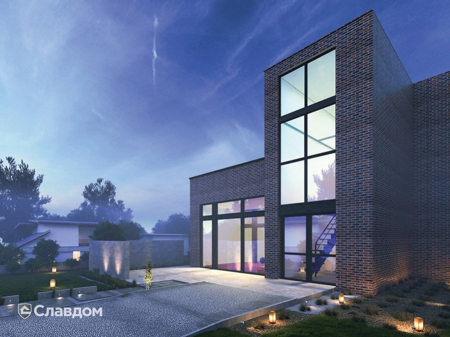 Частный дом с облицовкой фасадной клинкерной плиткой King Klinker Old Castle HF06 Bengali night