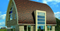 Частный дом с кладкой черепицы Roben Flandern kupferbraun nuanciert