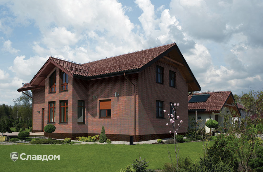 Частный дом с облицовкой фасадной клинкерной плиткой King Klinker Old Castle HF40 Clay land