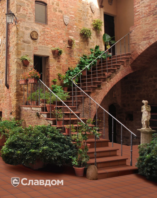 Входная группа с применением плитки Gres Aragon Cotto Rojo