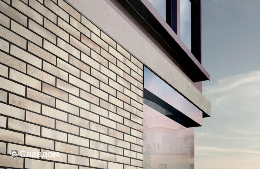Загородный дом с облицовкой клинкерной плиткой Stroeher Wasserbrand 671 kornbeige 250*52