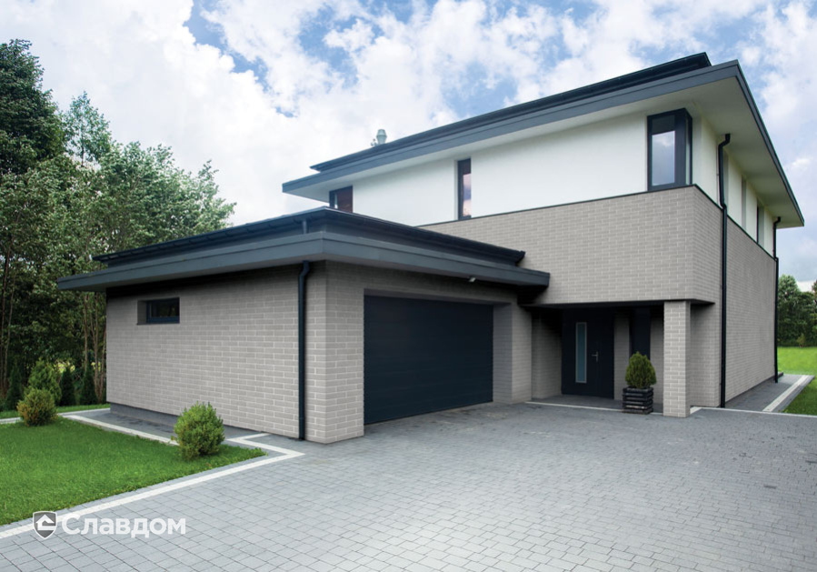 Частный дом с облицовкой фасадной клинкерной плиткой King Klinker Dream House 22 Ice power