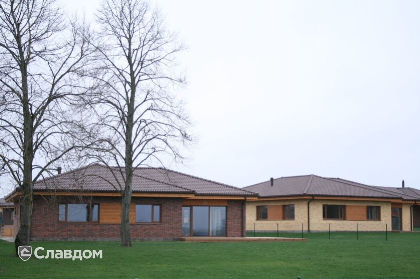 Коттеджный поселок с облицовкой кирпичом Terca Red Flame гладкий