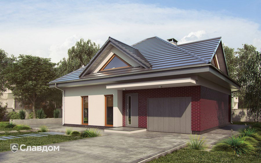 Частный дом с облицовкой фасадной клинкерной плиткой King Klinker Free Art 16 Cherry orchard