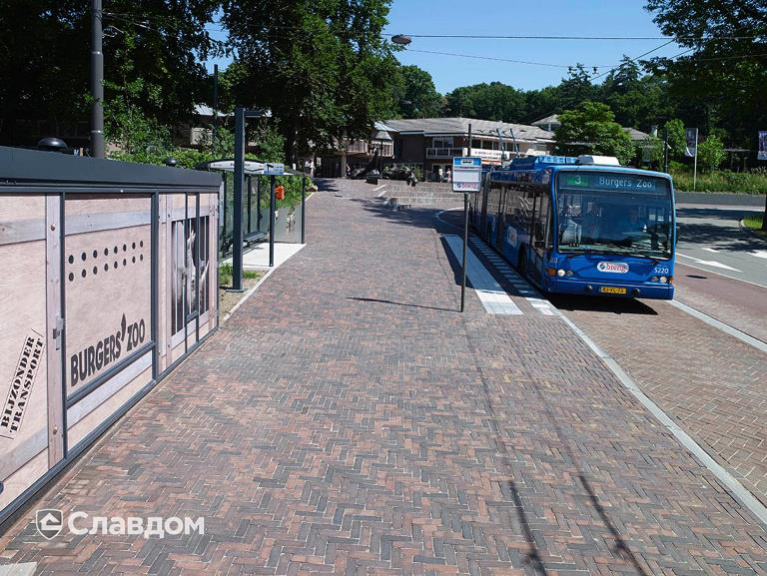 Территория зоопарка в Арнеме с применением брусчатки Penter Gala Wasserstrich DF