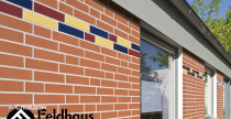Загородный дом с облицовкой фасадной плиткой Feldhaus Klinker 480 terreno liso