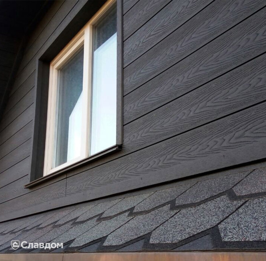 Частный дом с облицовкой фасадными панелями из ДПК CM Cladding Vintage Wenge