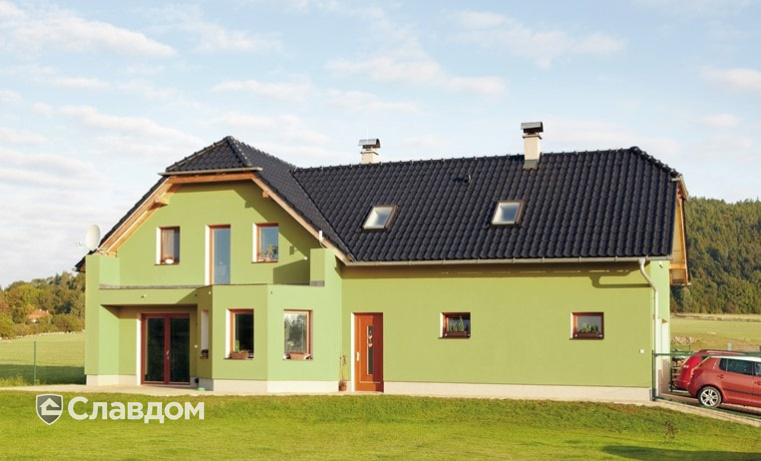 Жилой дом с черепицей TONDACH Самба 71-черный глазурь