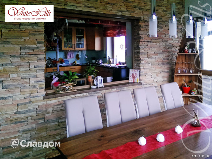 Облицовка комнат в коттедже с применением облицовочного камня White Hills Кросс Фелл 101-10