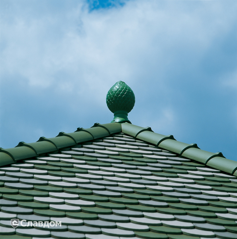 Крыша с узором из черепицы Creaton Biber Klassik Schwarz Engobiert