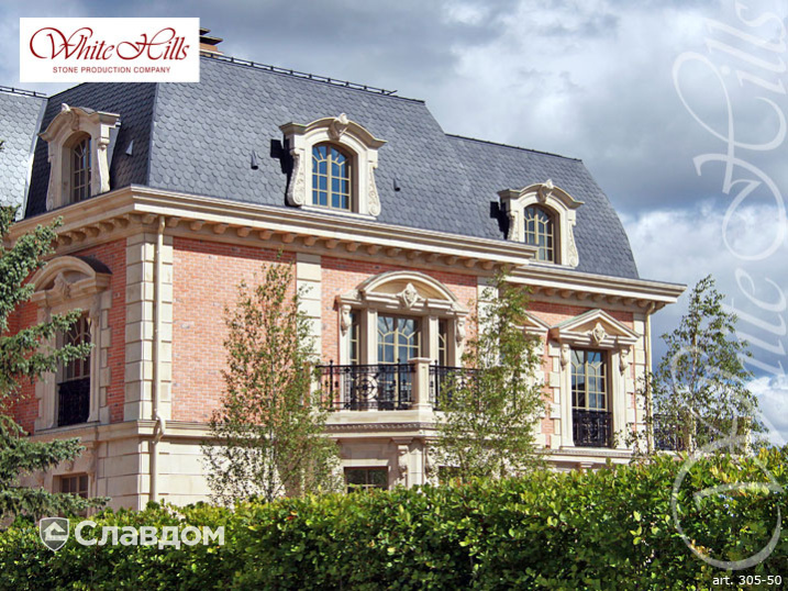 Коттедж с применением облицовочного камня White Hills Бремен Брик 305-50