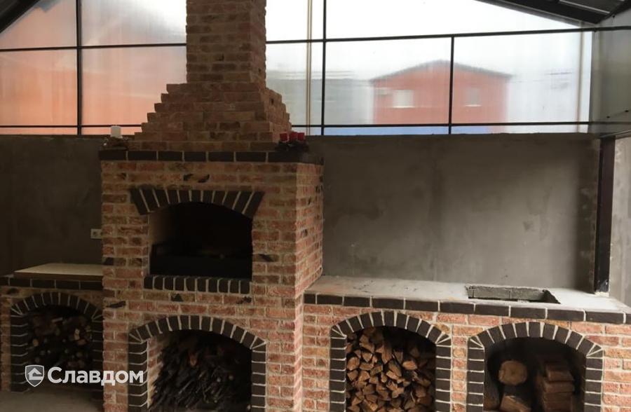 Зона барбекю с облицовкой кирпичом RIGHTBRICK Мунк в г. Краснодар
