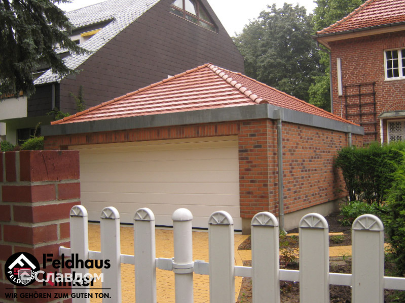 Гараж с облицовкой кирпичом Feldhaus Klinker 684 sintra nolani ocasa