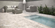 Летняя терраса с применением клинкерной плитки Gres Aragon Rocks Beige