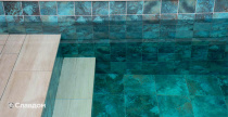 Бассейн с применением плитки Gres Aragon Ocean Green River