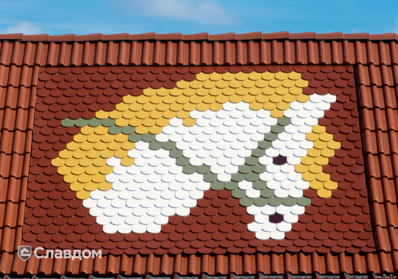 Узор на крыше из черепицы Creaton Biber Klassik Rot Glasiert
