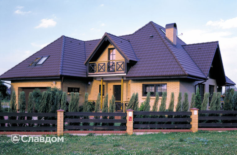 Коттедж с применением облицовочного кирпича LHL SAHARA 01-01-01-0105-1