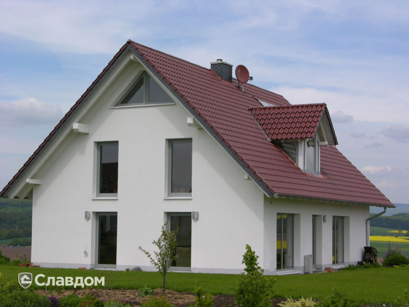 Дом с керамический черепицей Jacobi Z5 благородный медный ангоб