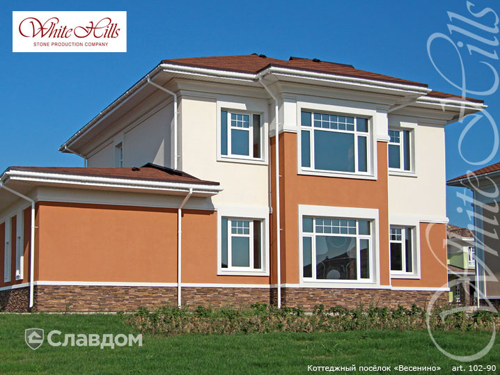 Загородный дом в КП Весенино с применением облицовочного камня White Hills Кросс Фелл 102-90