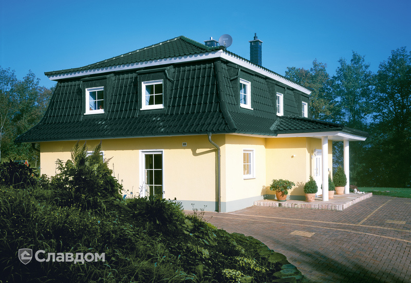 Загородный дом с крышей из черепицы Creaton Futura NOBLESSE Dunkelgrun Glasiert