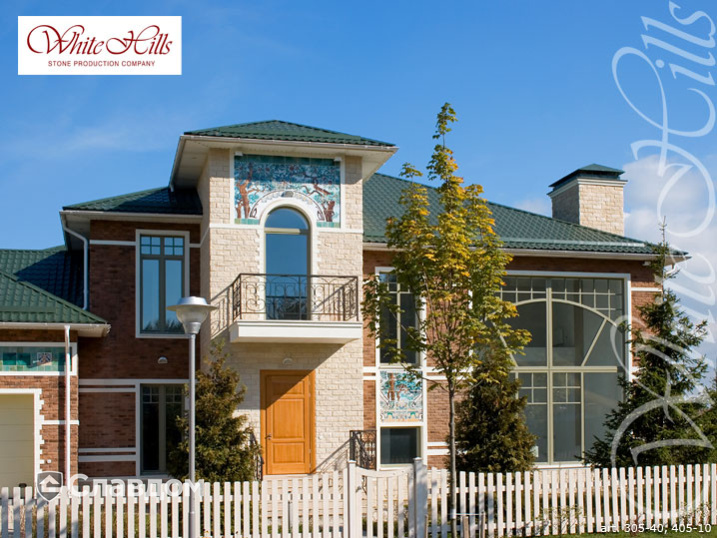Коттедж с применением облицовочного камня White Hills Бремен Брик 305-40