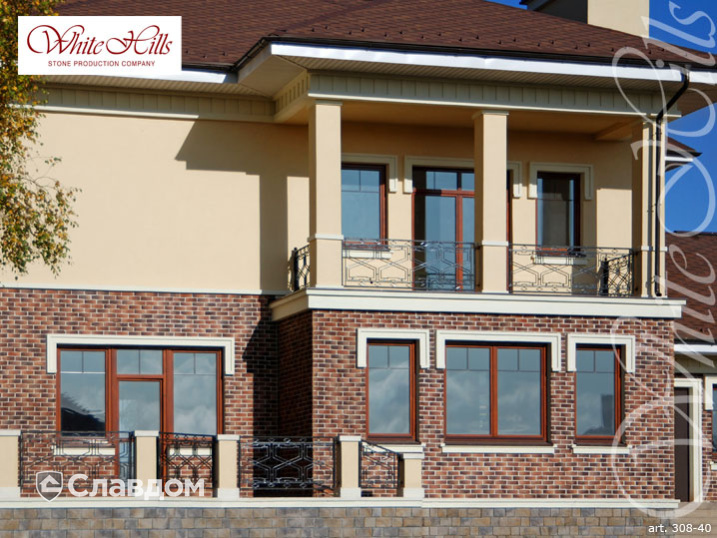 Коттедж с применением облицовочного камня White Hills Бремен Брик 308-40
