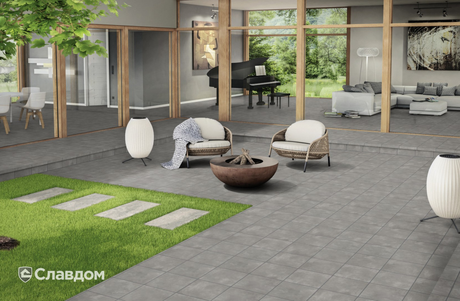 Частный дом с клинкерной напольной плиткой Selected 982 anthrazit 30x30