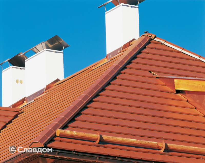 Крыша из черепицы Creaton Domino Kupferrot Engobiert