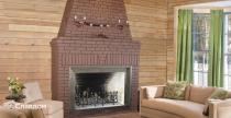 Камин с облицовкой полнотелым кирпичом КС-Керамик Шоколад