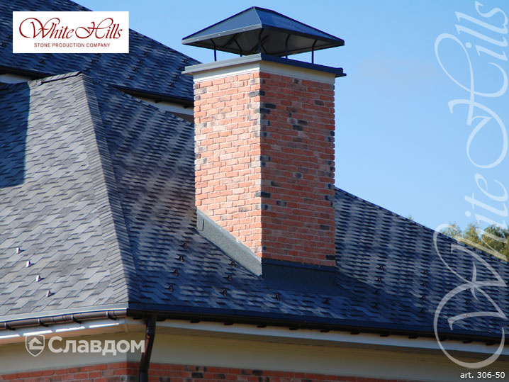 Дымоход с применением облицовочного камня White Hills Бремен Брик 306-50