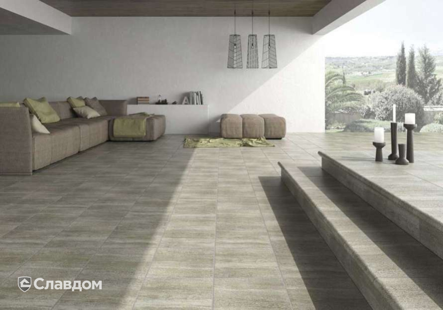 Терраса с применением плитки Gres Aragon Columbia Aguamarina