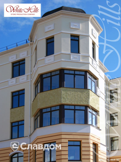 Многоэтажный дом с применением облицовочного камня White Hills 464-90