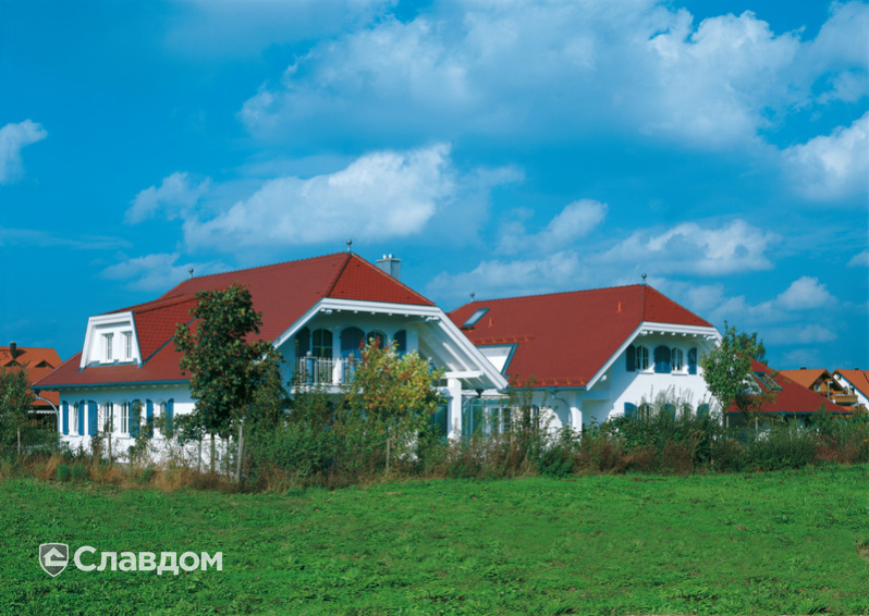 Коттеджный поселок с крышей из черепицы Creaton Biber Klassik Naturrot