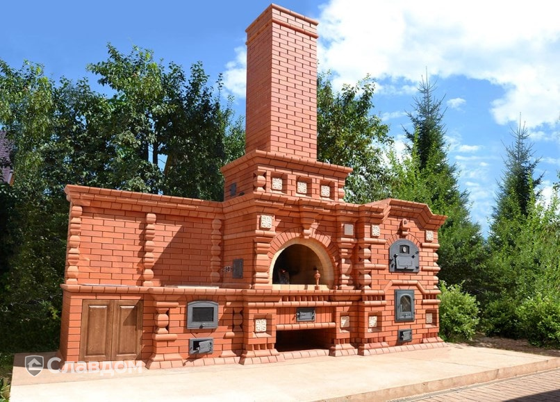 Печь домашняя с облицовкой полнотелым кирпичом КС-Керамик Красный