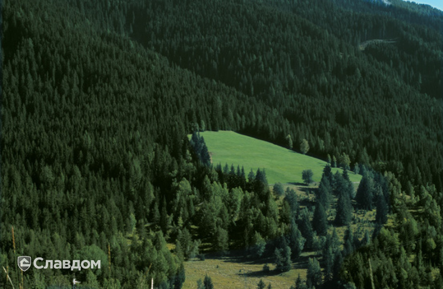 Домики в горах с крышей из черепицы Creaton Domino Naturrot