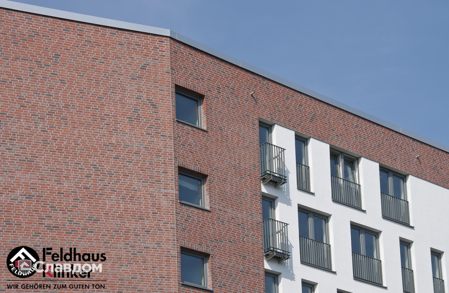 Жилой дом с облицовкой кирпичом Feldhaus Klinker 752 vascu ardor carbo