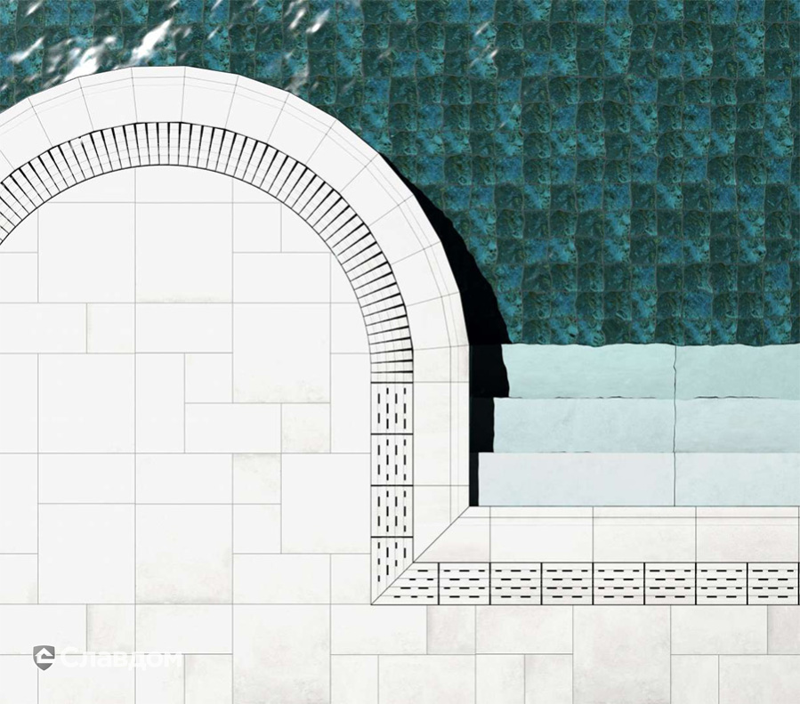 Бассейн с облицовкой плиткой Gres Aragon Ocean Green River