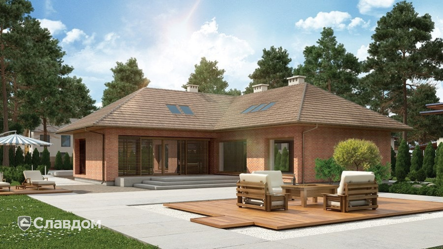 Частный дом с облицовкой фасадной клинкерной плиткой King Klinker Old Castle HF04 Alhambra sun