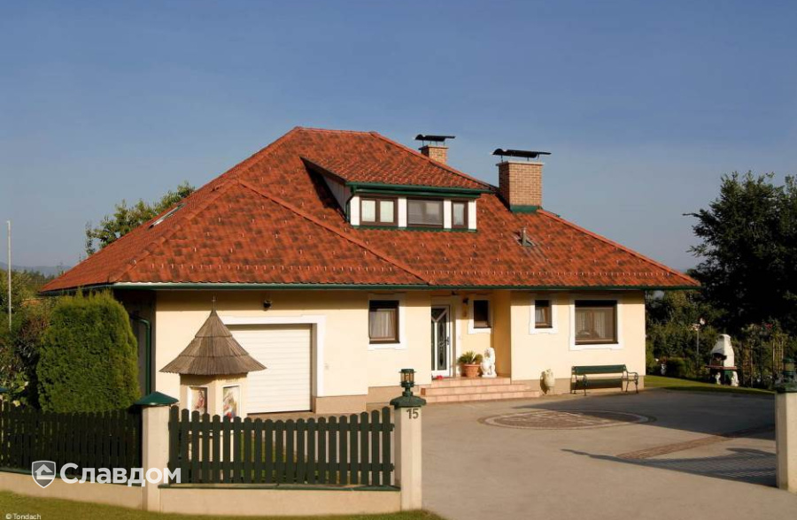 Коттедж с черепицей TONDACH Sulm antique engobe