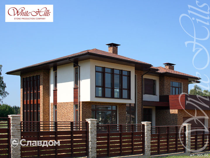 Частный дом с применением облицовочного камня White Hills Бремен Брик 305-60